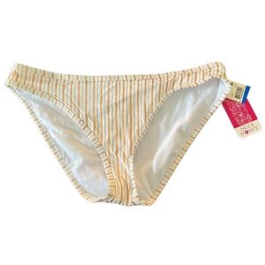 Hula Honey Bathing Suit Bottoms XL White Gold Striped